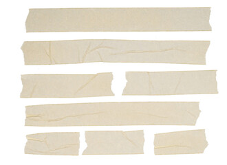A set of beige crinkled masking tape strips