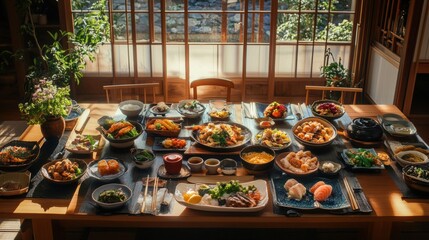 多文化ディナーを囲む仲間たち（ai生成画像）