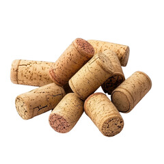 Collection of wine corks arranged on a clean Transparent background, wine corks isolated on PNG background