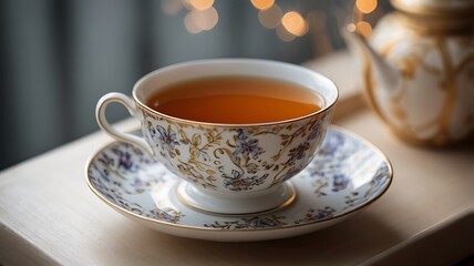 Fototapeta premium A royal milk tea in a fine bone china teacup