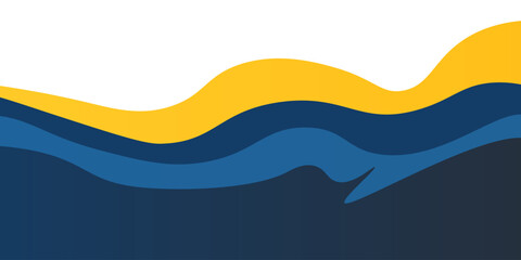 blue and yellow wavy shape background. suitable for business poster design, corporate banner, presentation, flyer, social media post. vector illustration