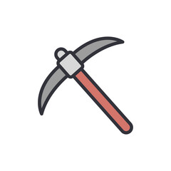 Pickaxe colored icons, minimalist vector illustration ,simple transparent graphic element .Isolated on white background
