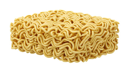 Close up shot of a block of dried instant ramen noodles on black png, jpeg, jpg, transparent background, white background. isolated on transparent background