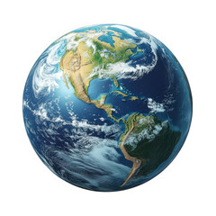 a realistic representation of earth. showcasing the continents and oceans from a global perspective the vibrant colors highlight the natural features of the planet. emphasizing its beauty and diversit