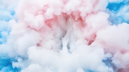 Abstract, colorful, soft, fluffy clouds of paint or smoke, forming a swirling, dynamic pattern.  Soft light and vibrant pastel hues
