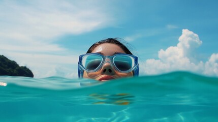 Naklejka premium Swimming action in tropical waters beach destination lifestyle imagery reflective environment scenic viewpoint