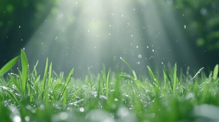 Fresh green grass after rain