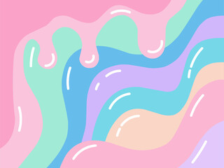 A bright set color abstract background template featuring smooth, melted flowing shapes reminiscent of dripping or melting ice cream.