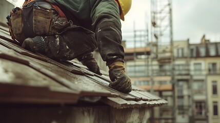 Construction Worker on Roof