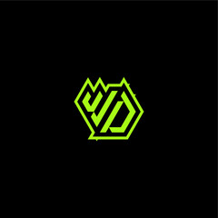 cool and dynamic monogram WD logo design concept letter esport gaming initial