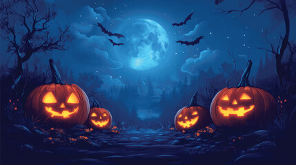 Scary Halloween Pumpkins in the Wilderness.
