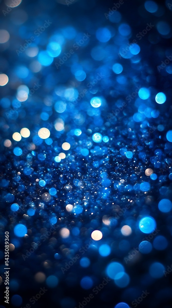 Poster sparkling blue bokeh background glitter texture blurred light festive design abstract