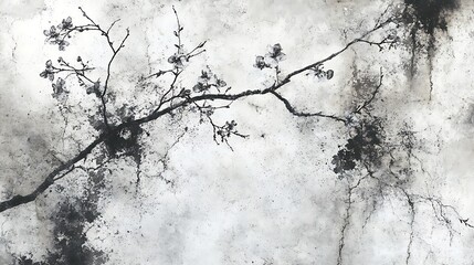 Obraz premium Gnarled Branch with White Background.