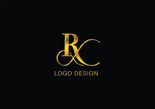 luxury rc monogram logo design in gold on black