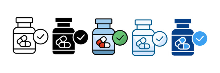 Medicine Bottles Icon Set Multiple Style Collection