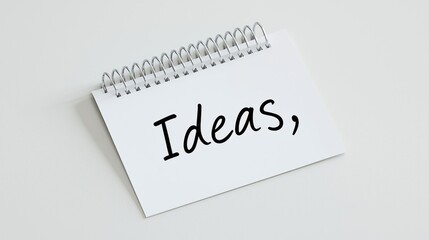 Blank notepad with handwritten word Ideas
