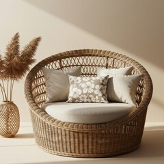 Fototapeta premium Modern living room with pillows on a sofa