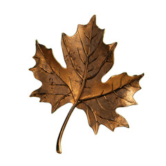 Bronze Maple Leaf Sculpture Isolated on White – Artistic Autumn Symbol and Nature-Inspired Decorative Element