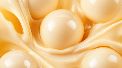 Creamy spheres in swirled liquid
