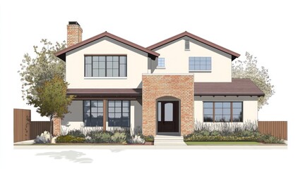 Modern House Exterior Front View, Residential Architecture, Landscape