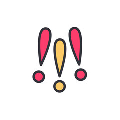 Warning sign colored icons, minimalist vector illustration ,simple transparent graphic element .Isolated on white background