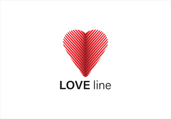minimal striped heart logo with love line text