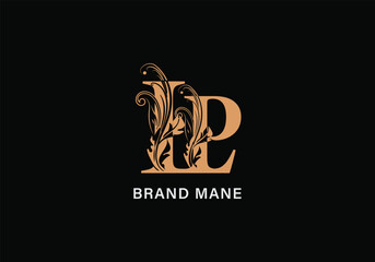 LP elegant floral monogram logo with letters and brand name