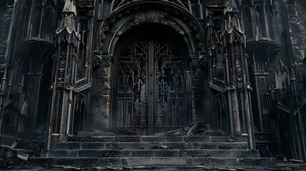 Grand Gothic Entrance with Ornate Stonework