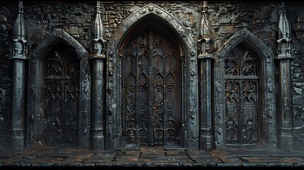 Gothic Stone Archways with Intricate Carvings
