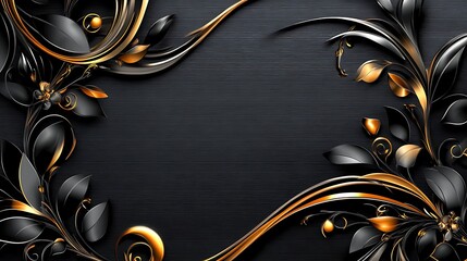 Gold  Black Floral Frame.