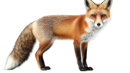 Obraz premium a realistic depiction of a red fox. showcasing its vibrant fur and distinct features. standing in a neutral background beauty and elegance of wildlife. serving as an educational or artistic represent