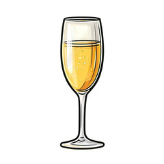 Fototapeta premium sleek champagne flute filled with sparkling golden liquid. showcasing bubbles rising to the surface the glass has a refined shape. emphasizing elegance and celebration. often associated with special o