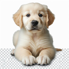 Cute 2-Month-Old Retriever Puppy Isolated on Transparent with white Background