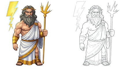 Mighty Ruler: A detailed illustration portrays the iconic figure, showcasing regal attire and symbolic attributes. This graphic image is suitable for print, web, or educational purposes.