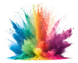 Colorful rainbow holi paint splash, color powder explosion transparent background