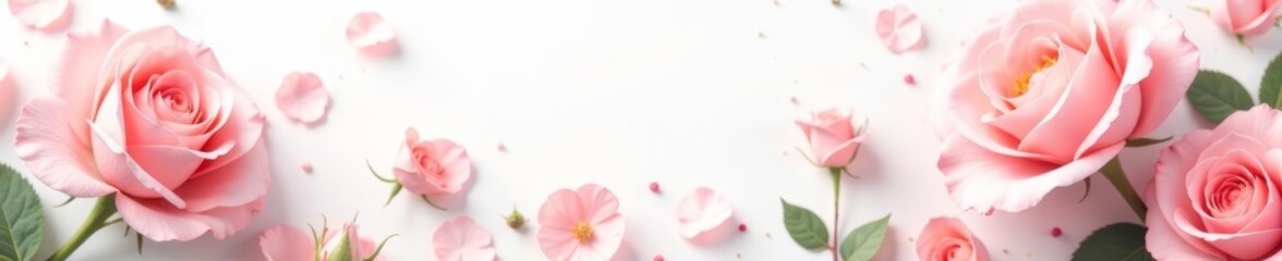 Obraz premium Soft pastel roses on a white background, elegant and delicate design, pastel, abstract