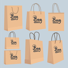 Collections of  eco friendly shopping bag vector mock up design. A set of multicolor shopping bag arts and illustrations for grocery and supermarket business. Fashionable modern bags design.