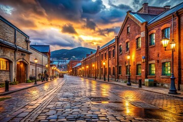 Obraz premium Historic Hakodate Warehouse District, Hokkaido, Japan - Architectural Photography
