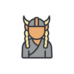 Viking people colored icons, minimalist vector illustration ,simple transparent graphic element .Isolated on white background