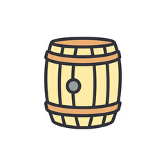 Wooden barrel colored icons, minimalist vector illustration ,simple transparent graphic element .Isolated on white background