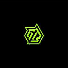 esport gaming initial GB cool and dynamic monogram logo design concept letter