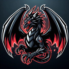 Fototapeta premium Dark Dragon with Fiery Eyes Gaming Mascot