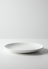 Empty White Plate on White Surface Ready for Food