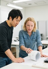 プロトタイプを確認する男女のチーム（ai生成画像）