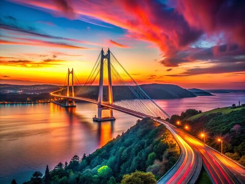 Istanbul Sunset: Long Exposure Yavuz Sultan Selim Bridge, Dramatic Sky, Cityscape