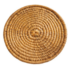 Rattan placemat designed for dining tables displayed on a Transparent background, Rattan placemat isolated on PNG background