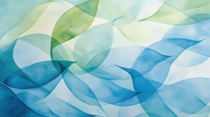 Delicate, flowing, translucent forms in soft, pastel blue and green hues