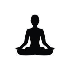 person meditating with peaceful expression silhouette
