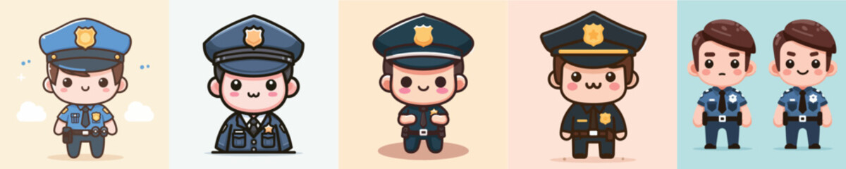 set of vector images of men wearing police uniforms