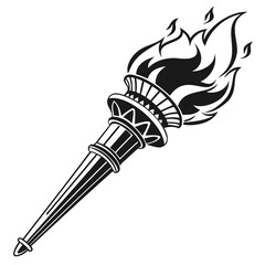 Torch fire icon black silhouette isolated on transparent background